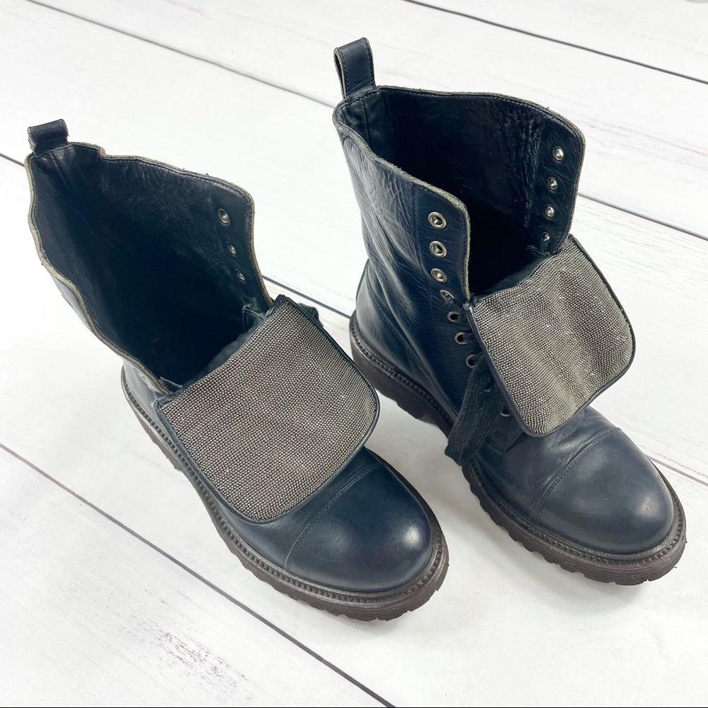 Brunello Cucinelli Monili- Embellished Combat Boots